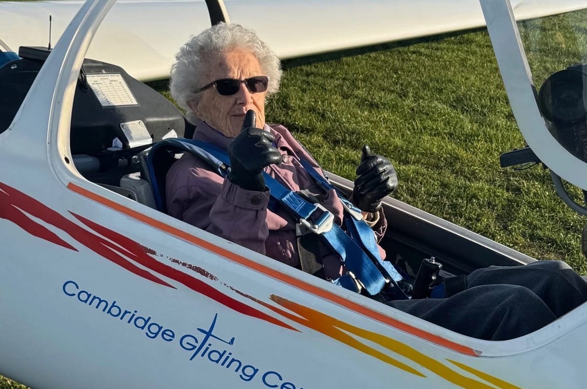 102-Year-Old WWII Veteran Takes To The Skies Above Cambridge in Special Glider Flight