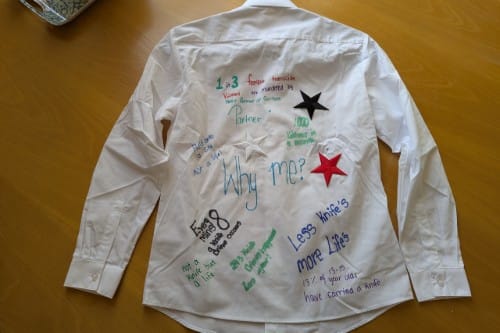 Young People Turn School Uniform into Compelling Anti-Knife Crime Art for Knife Crime Awareness Week