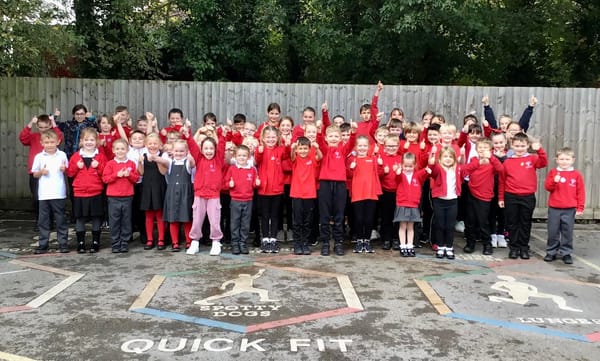 Proud pupils at Pawlett Primary 